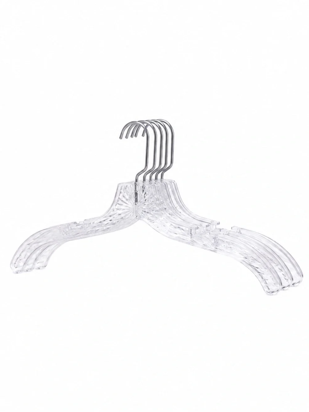Set of 5 Clear Acrylic Clothing Hangers Like New